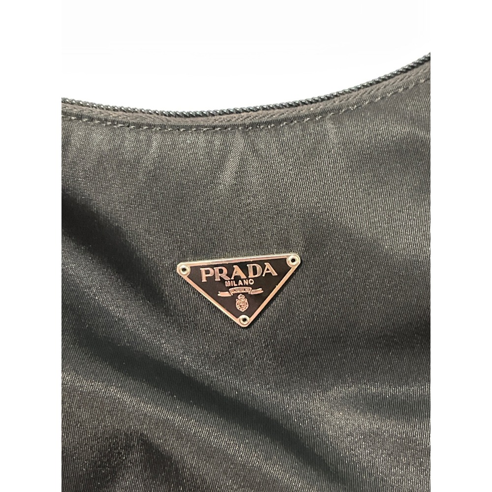 Vtg Prada Black Tessuto Nylon Mini Hobo Shoulder Bag Logo Y2K Italy COA - Picture 7 of 13